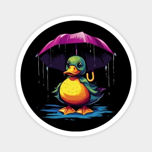 Duck Rainy Day With Umbrella Magnet